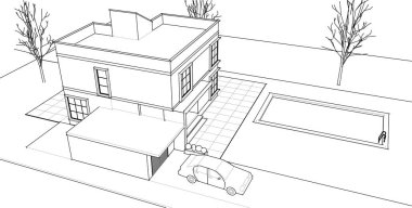 ev geleneksel mimari planı 3d illüstrasyon