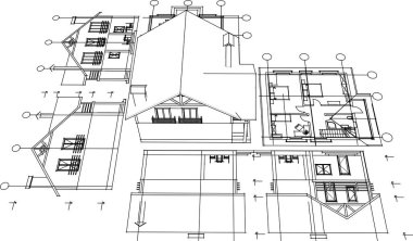 ev, mimari taslak, 3D resim