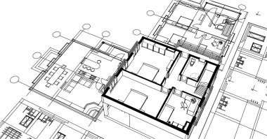 ev, mimari taslak, 3D resim