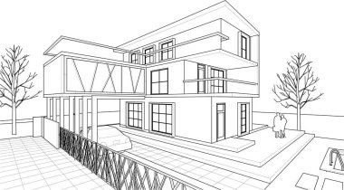 ev, mimari taslak, 3D resim