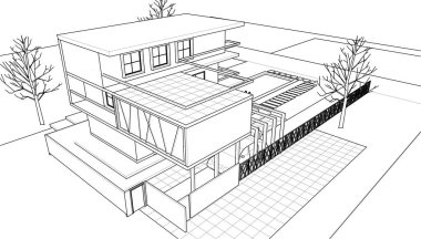 ev, mimari taslak, 3D resim