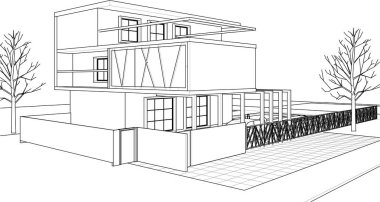 ev, mimari taslak, 3D resim