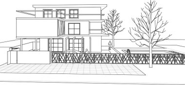 ev, mimari taslak, 3D resim