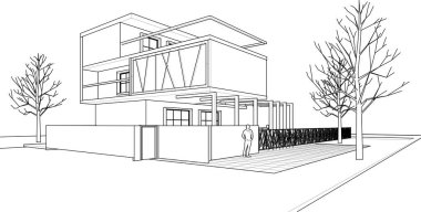 ev, mimari taslak, 3D resim