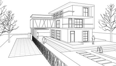 ev, mimari taslak, 3D resim