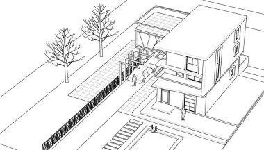 ev, mimari taslak, 3D resim