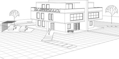 ev, mimari taslak, 3D resim