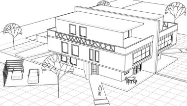 ev, mimari taslak, 3D resim