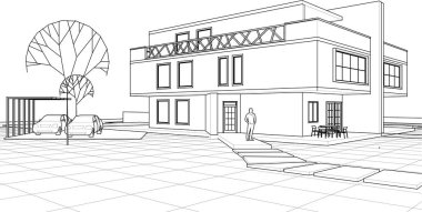 ev, mimari taslak, 3D resim