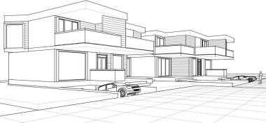 ev, mimari taslak, 3D resim