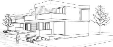 ev, mimari taslak, 3D resim