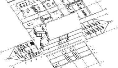 ev geleneksel mimari planı 3d illüstrasyon