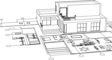 ev geleneksel mimari planı 3d illüstrasyon