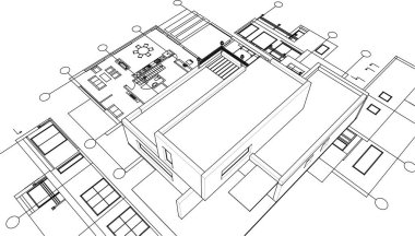 ev geleneksel mimari planı 3d illüstrasyon