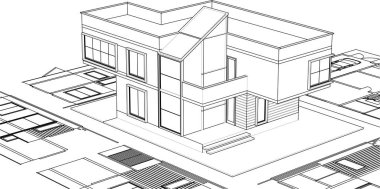 ev geleneksel mimari planı 3d illüstrasyon