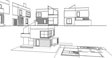 mimari konsept ev 3d illüstrasyon