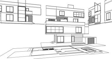 mimari konsept ev 3d illüstrasyon