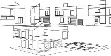 mimari konsept ev 3d illüstrasyon