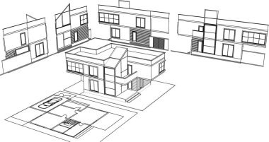 mimari konsept ev 3d illüstrasyon
