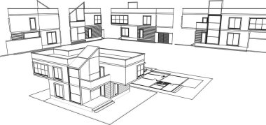 mimari konsept ev 3d illüstrasyon