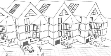 mimari konsept ev 3d illüstrasyon