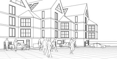 mimari konsept ev 3d illüstrasyon