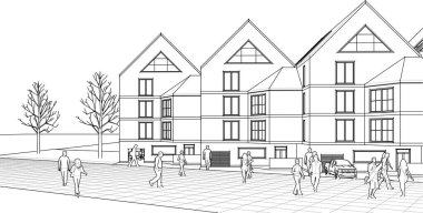 mimari konsept ev 3d illüstrasyon