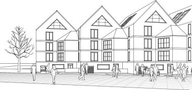 mimari konsept ev 3d illüstrasyon