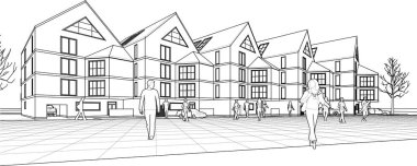 mimari konsept ev 3d illüstrasyon