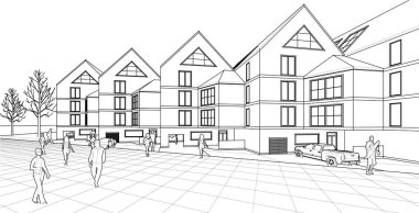 mimari konsept ev 3d illüstrasyon