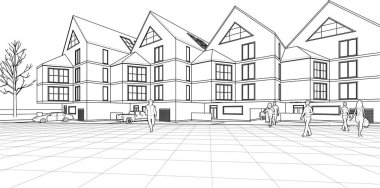 mimari konsept ev 3d illüstrasyon