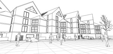 mimari konsept ev 3d illüstrasyon