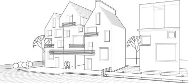 mimari konsept ev 3d illüstrasyon