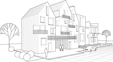 mimari konsept ev 3d illüstrasyon