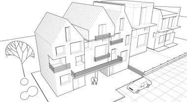 mimari konsept ev 3d illüstrasyon