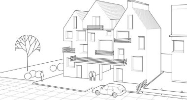 mimari konsept ev 3d illüstrasyon