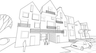 mimari konsept ev 3d illüstrasyon