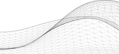 soyut mimari dalga 3 boyutlu illüstrasyon