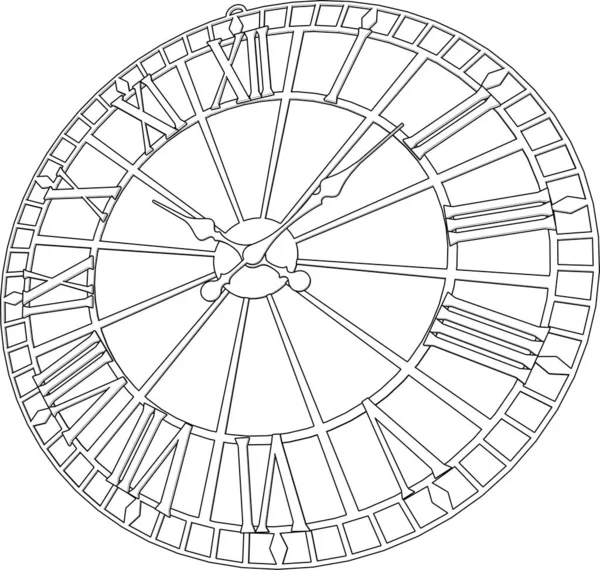 Clock Mechanism Sketch Illustration — Stock Vector