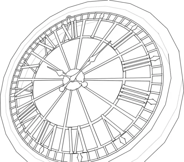 Klocka Mekanism Skiss Illustration — Stock vektor