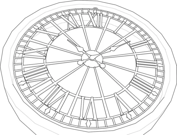 Clock Mechanism Sketch Illustration — Stock Vector