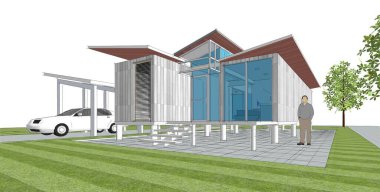 Ev ya da ev 3d resim modeli konsepti geçmişi 