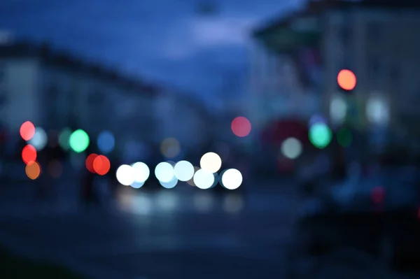 Wieczorne Światła Miasta Rozmyte Tło — Zdjęcie stockowe