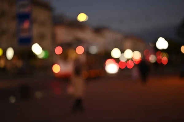 Abend Stadtbeleuchtung Verschwimmt Hintergrund — Stockfoto