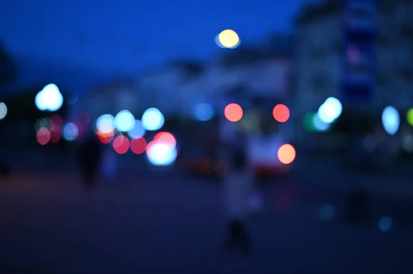 Večerní Město Světla Rozmazané Pozadí — Stock fotografie