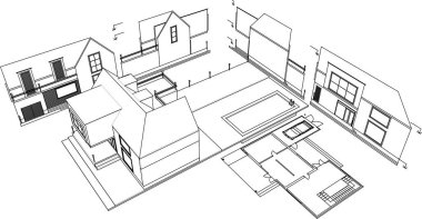 mimari konsept ev 3d illüstrasyon