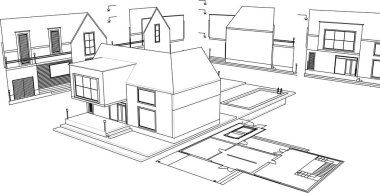 mimari konsept ev 3d illüstrasyon