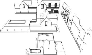 mimari konsept ev 3d illüstrasyon