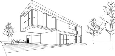 mimari konsepti, ev illüstrasyon arka planı 