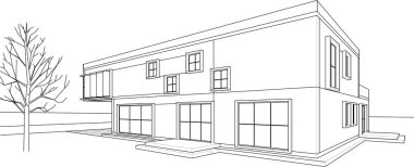 mimari konsepti, ev illüstrasyon arka planı 